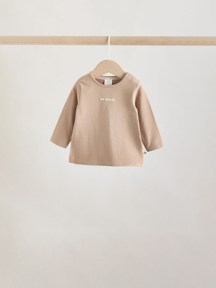 Neutral/Grey Long Sleeve Baby T-Shirts 3 Pack (0mths-2yrs)