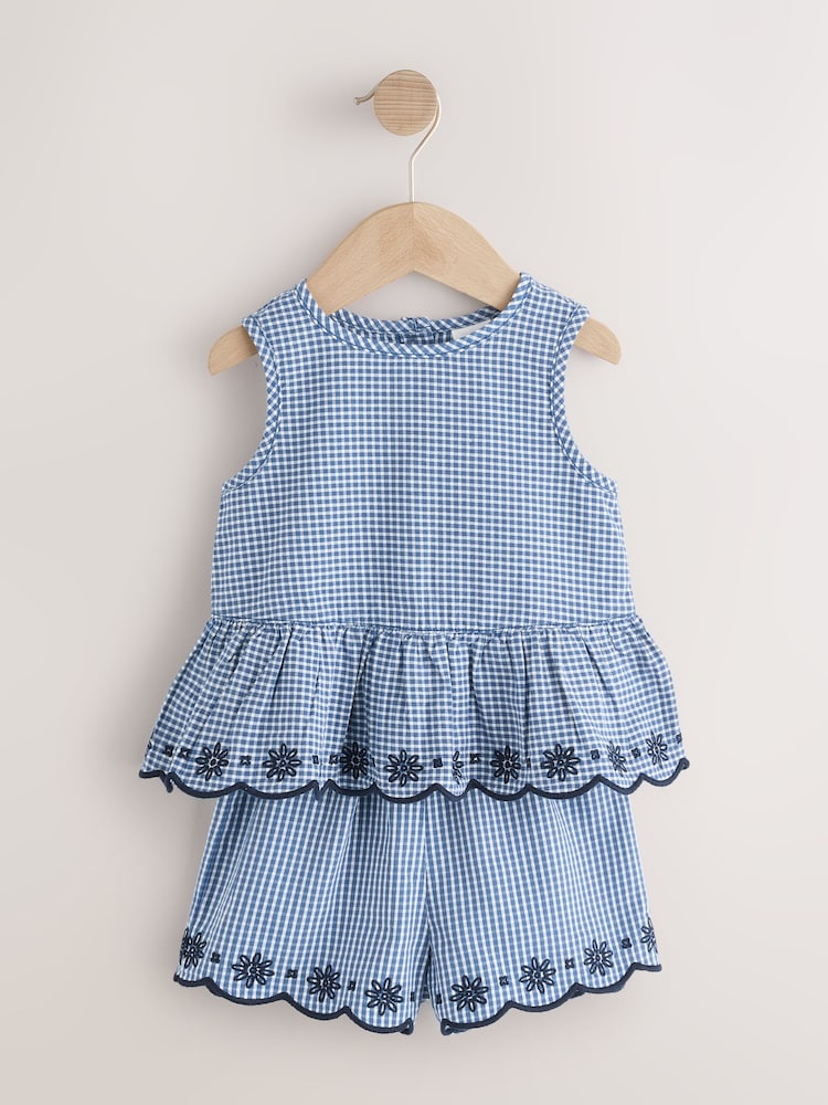 Navy Gingham Blouse And Shorts Co-ord Set (3mths-8yrs)
