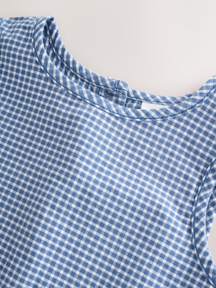 Navy Gingham Blouse And Shorts Co-ord Set (3mths-8yrs)