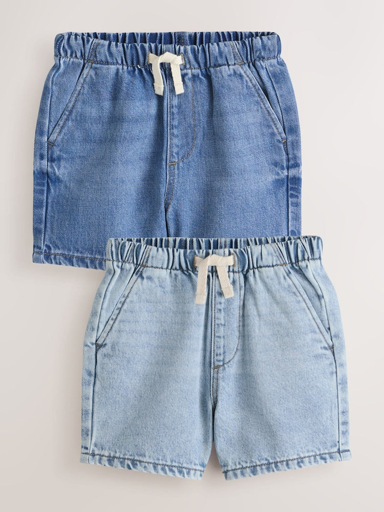Blue Denim Bleach Pull On Shorts 2 Pack (3mths-7yrs)