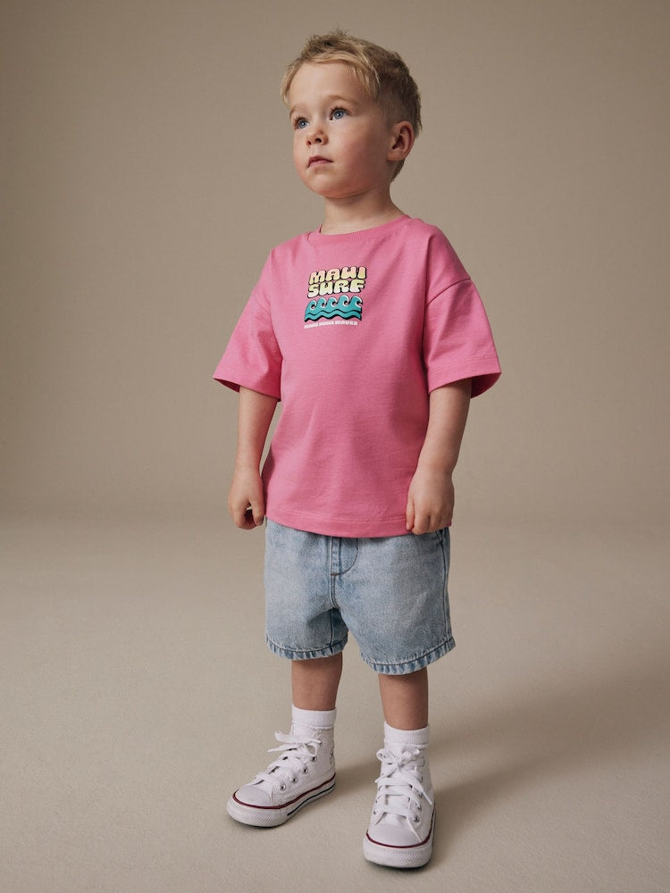 Light Blue Pull On Loose Denim Shorts (3mths-7yrs)