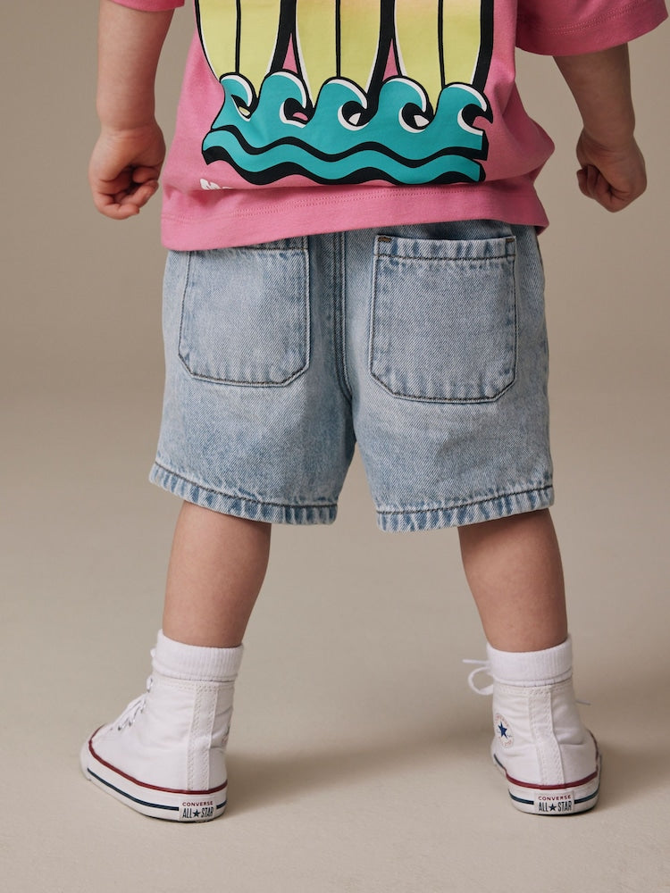Light Blue Pull On Loose Denim Shorts (3mths-7yrs)