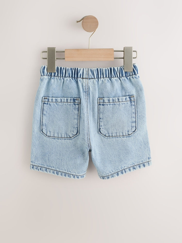 Light Blue Pull On Loose Denim Shorts (3mths-7yrs)