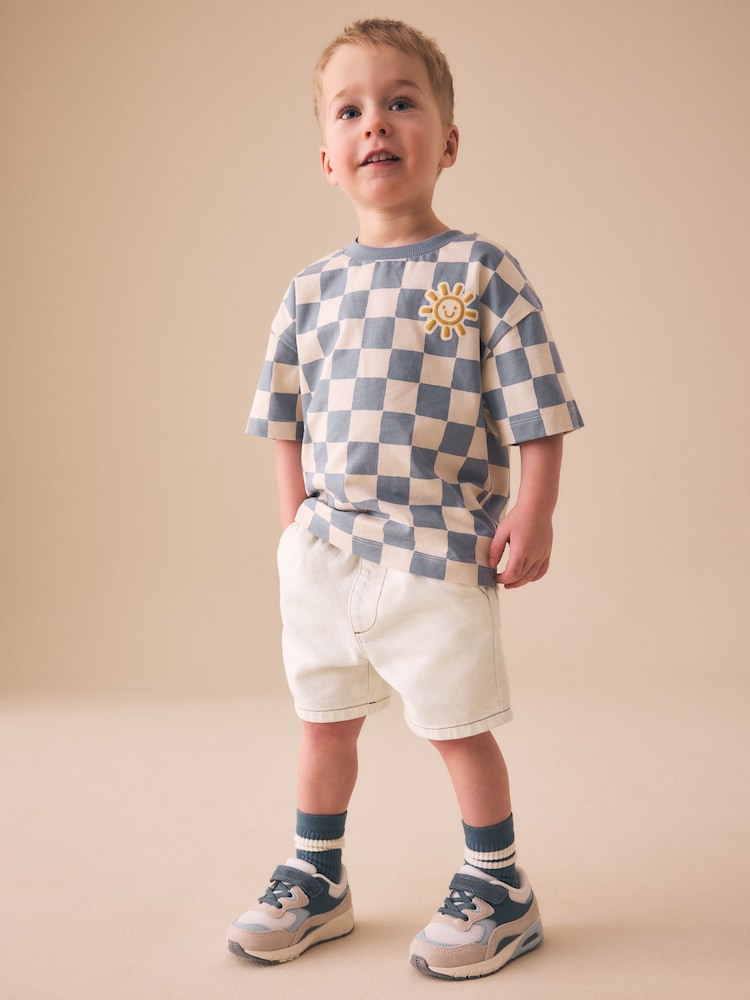 Ecru Pull On Loose Denim Shorts (3mths-7yrs)