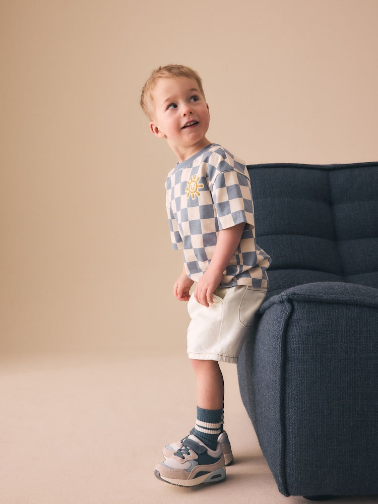 Ecru Pull On Loose Denim Shorts (3mths-7yrs)
