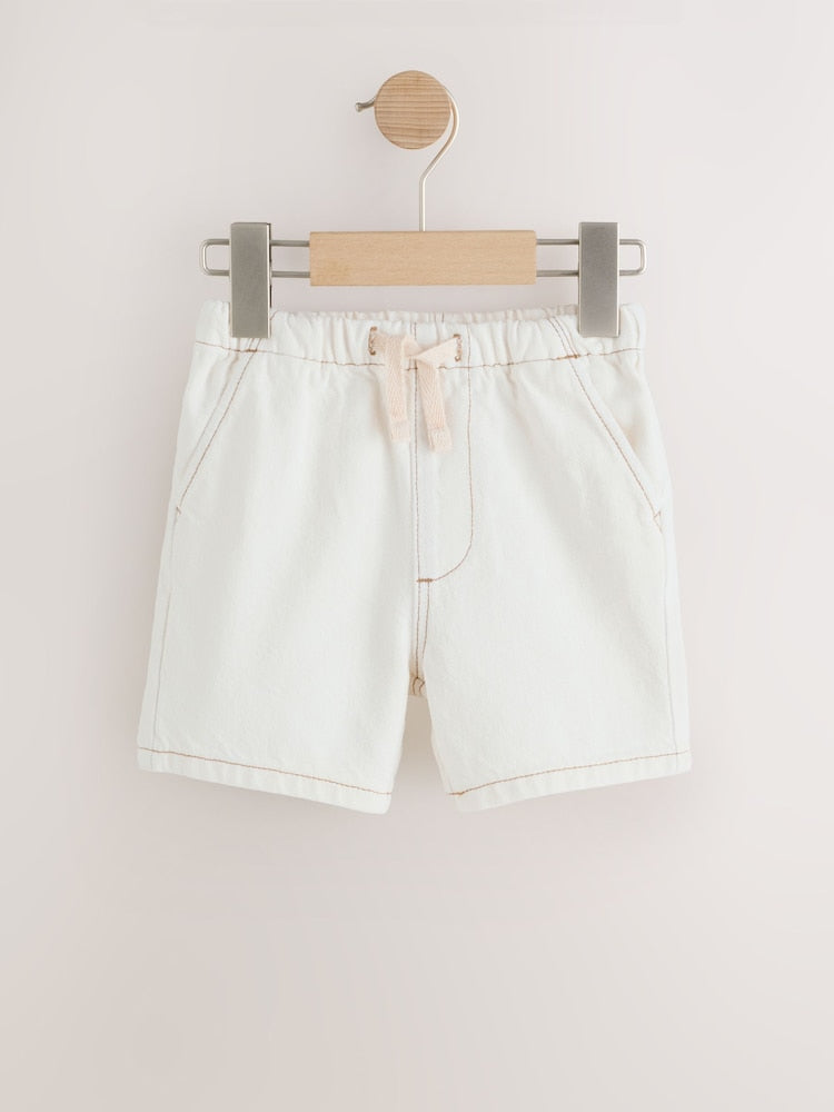 Ecru Pull On Loose Denim Shorts (3mths-7yrs)