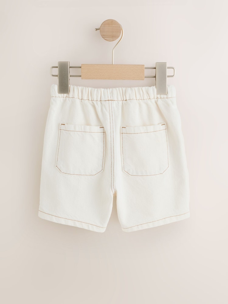 Ecru Pull On Loose Denim Shorts (3mths-7yrs)