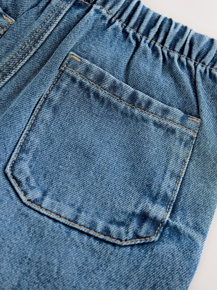 Mid Blue Pull On Loose Denim