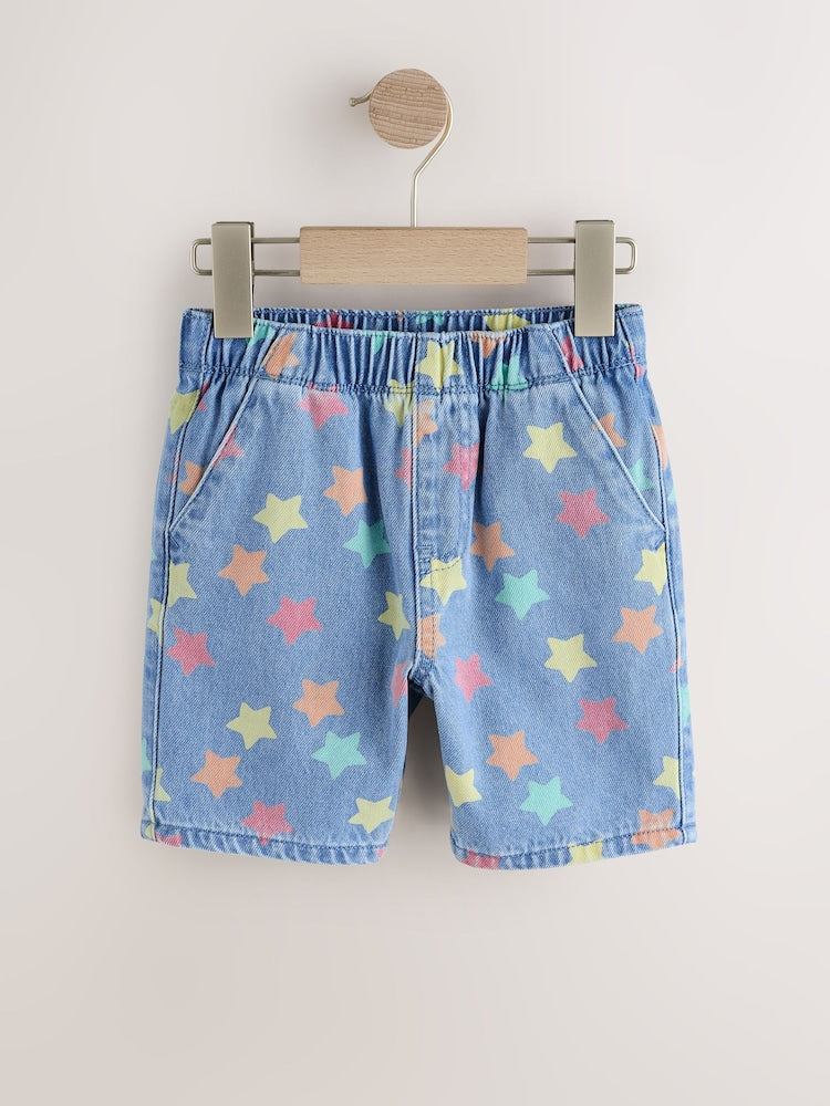 Mid Blue Denim Star Pull On Loose Denim