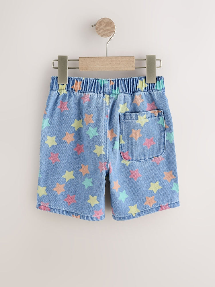 Mid Blue Denim Star Pull On Loose Denim