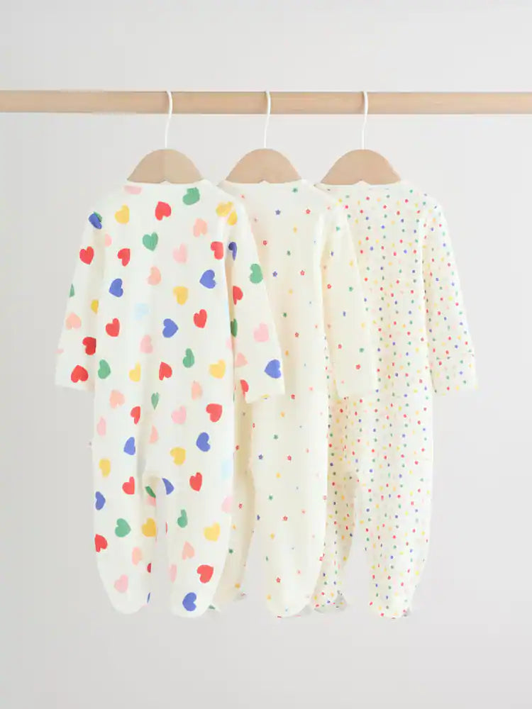 Blue/White Baby Sleepsuits 3 Pack (0mths-2yrs)