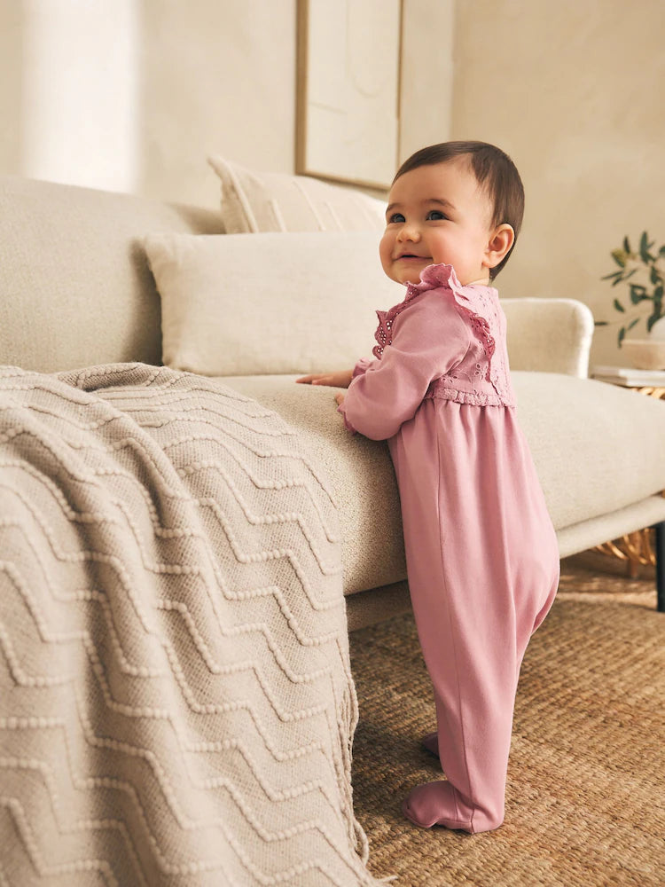 Pink Baby Sleepsuits 3 Pack (0mths-2yrs)