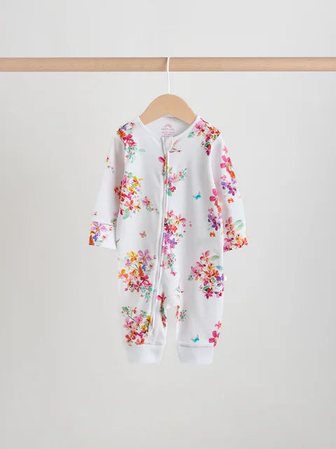 Bright Two Way Zip Baby Sleepsuits 3 Pack (0mths-3yrs)