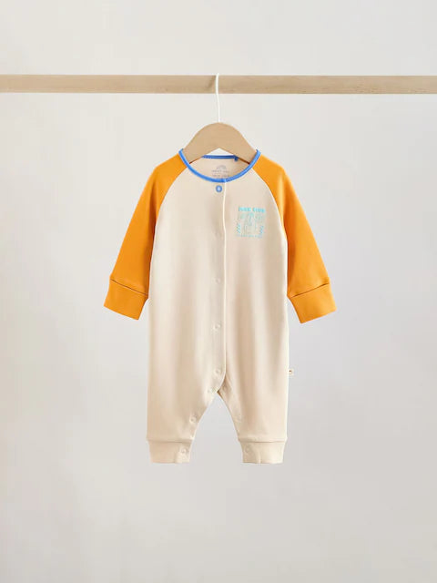 Multi Raglan Baby Sleepsuits 3 Pack (0mths-3yrs)