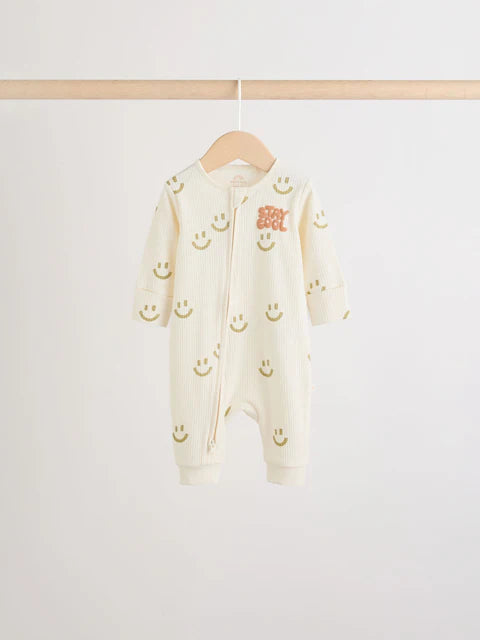 Multi Two Way Zip Baby Sleepsuits 3 Pack (0mths-3yrs)