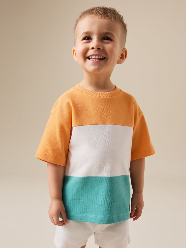 Orange/White/Blue Short Sleeve Colourblock T-Shirt (3mths-7yrs) (3mths-7yrs)