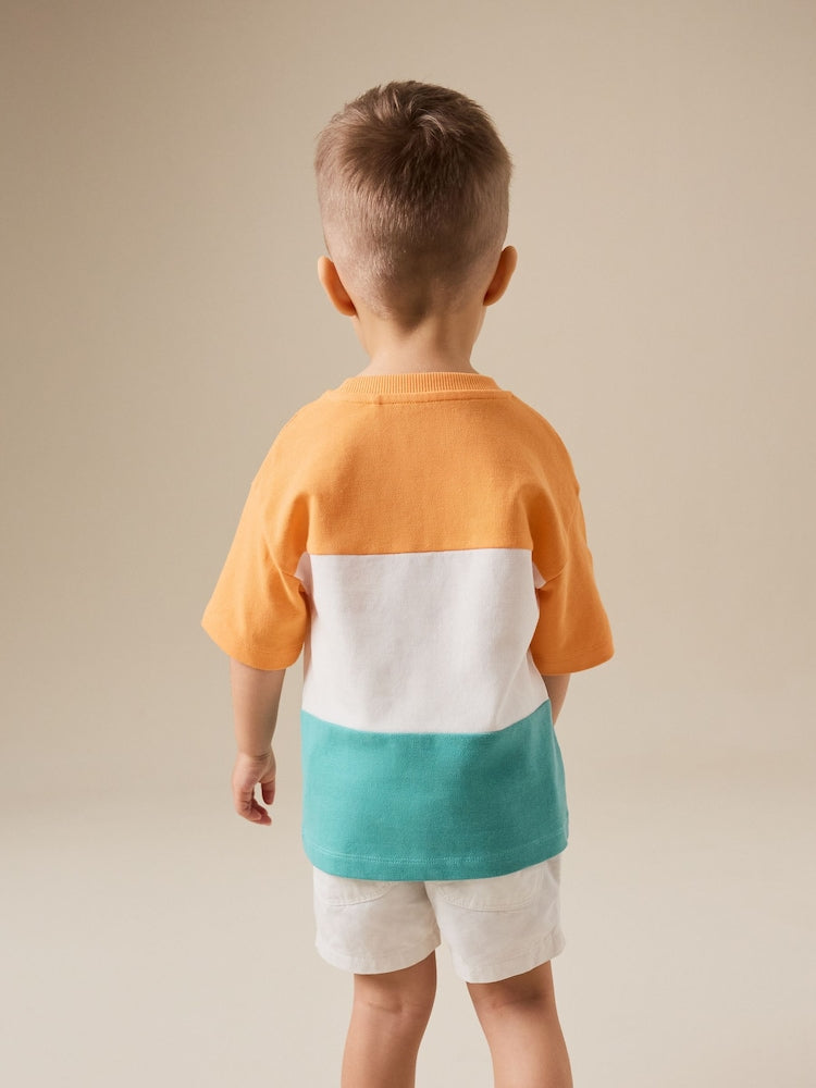 Orange/White/Blue Short Sleeve Colourblock T-Shirt (3mths-7yrs) (3mths-7yrs)