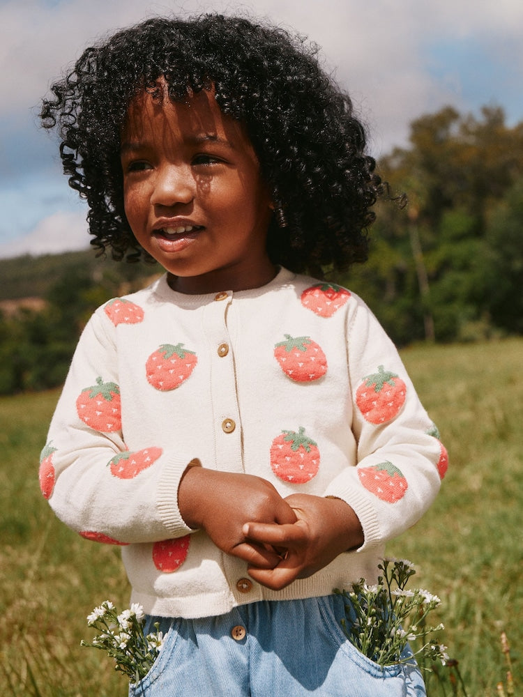 Ecru Strawberry Cardigan (3mths-10yrs)