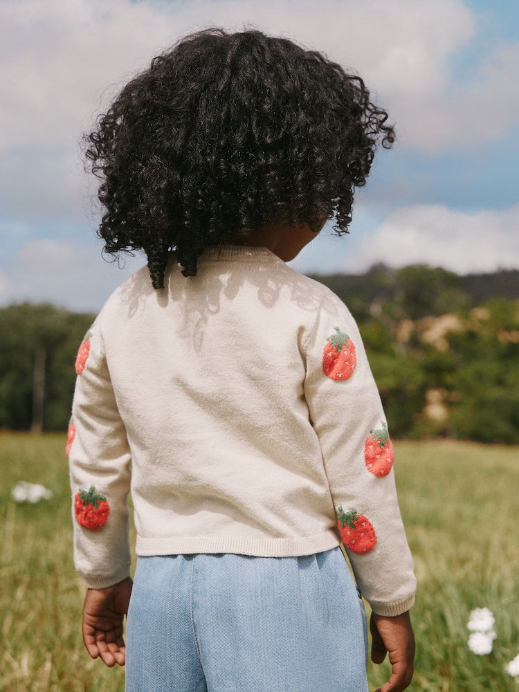 Ecru Strawberry Cardigan (3mths-10yrs)