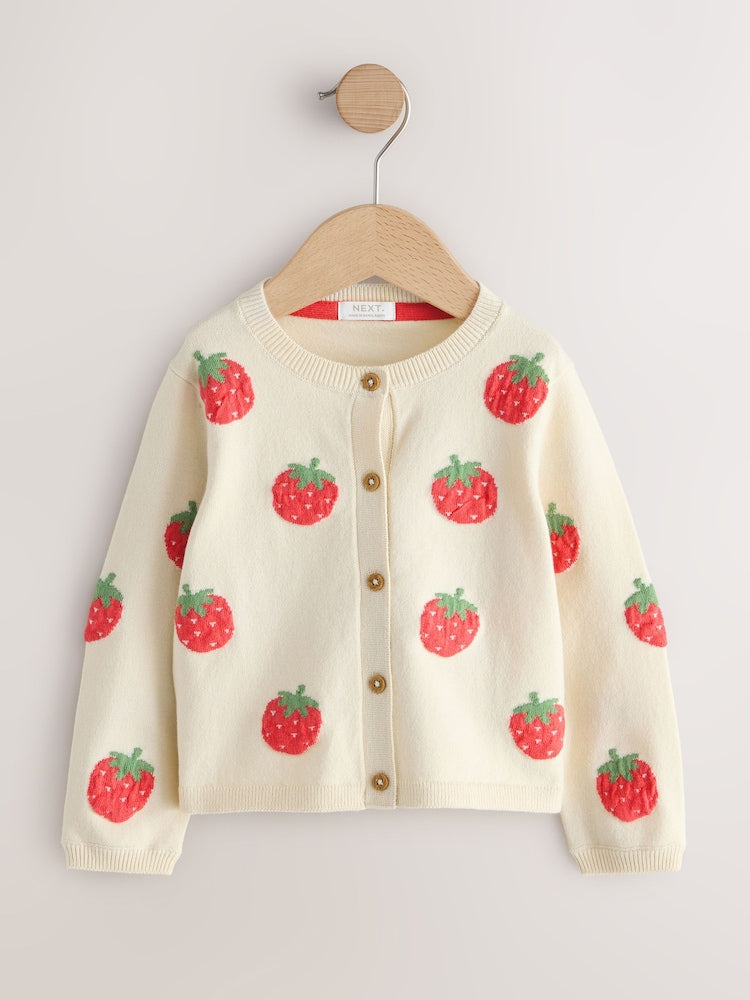 Ecru Strawberry Cardigan (3mths-10yrs)