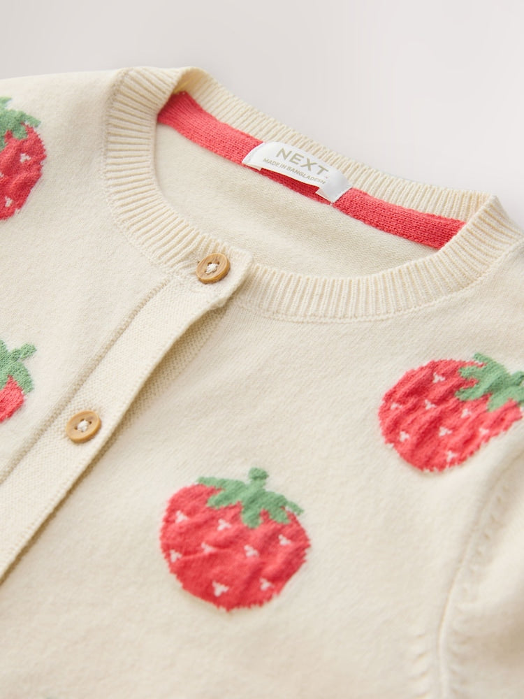 Ecru Strawberry Cardigan (3mths-10yrs)