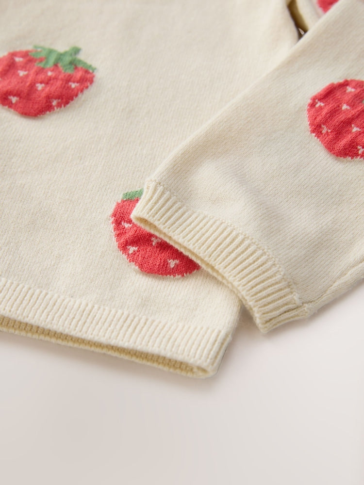 Ecru Strawberry Cardigan (3mths-10yrs)