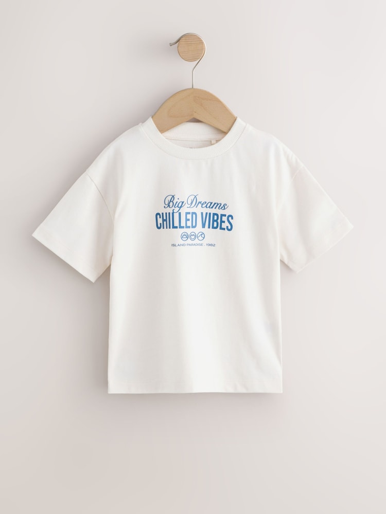 Blue/Navy/Green/Red/White Small Short Sleeve Graphic T-Shirts 5 Pack (3mths-7yrs)