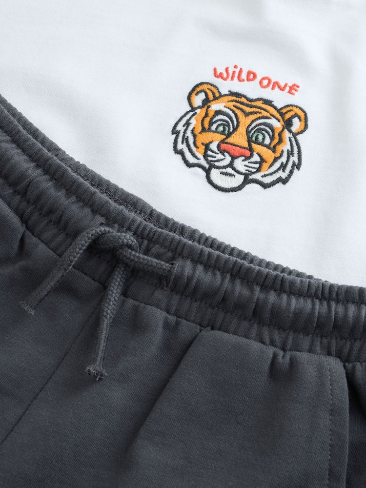 White Tiger Short Sleeve T-Shirt and Shorts Set (3mths-7yrs)
