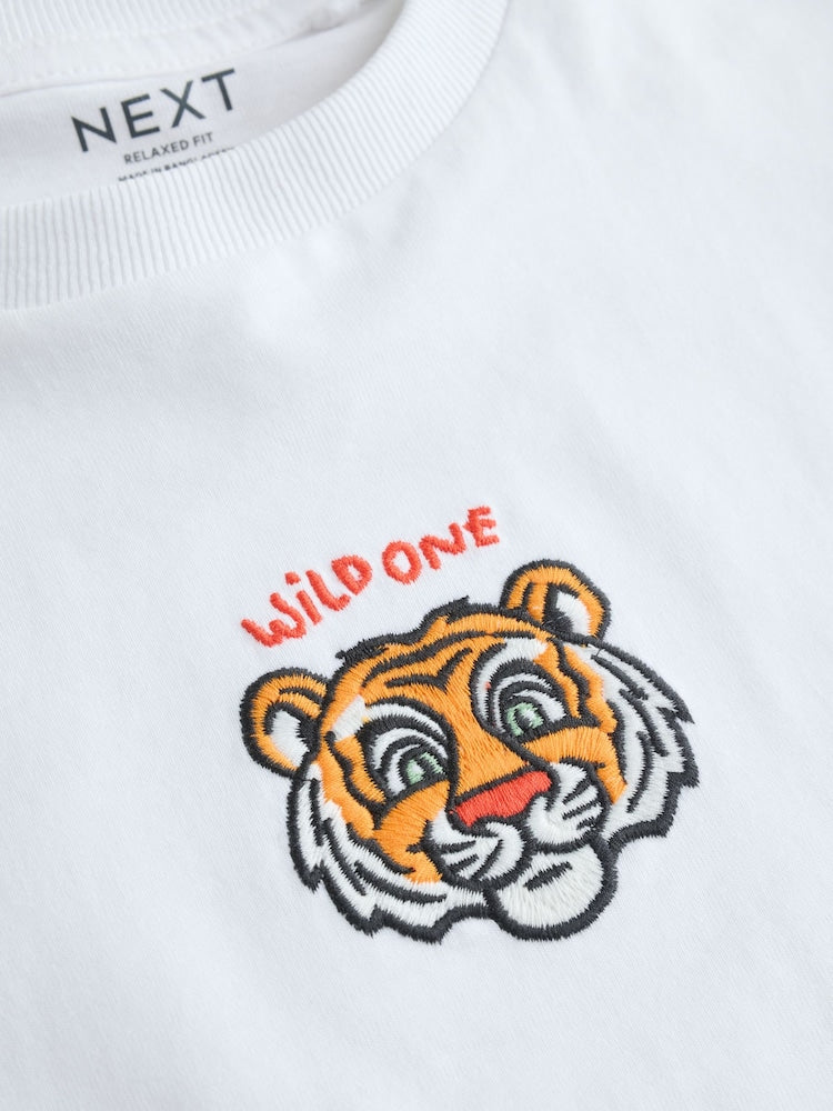 White Tiger Short Sleeve T-Shirt and Shorts Set (3mths-7yrs)
