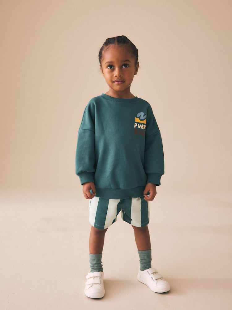 Dark Green Crew Neck Sweatshirt and Shorts Set (3mths-7yrs) (3mths-7yrs)