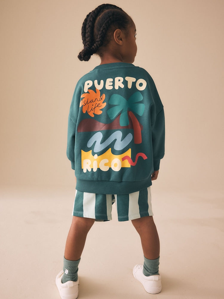 Dark Green Crew Neck Sweatshirt and Shorts Set (3mths-7yrs) (3mths-7yrs)