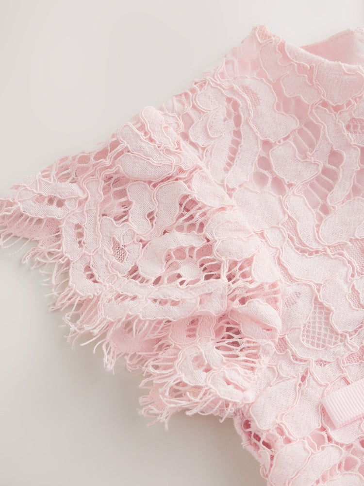 Baker by Ted Baker Lace Overlay Cotton Romper