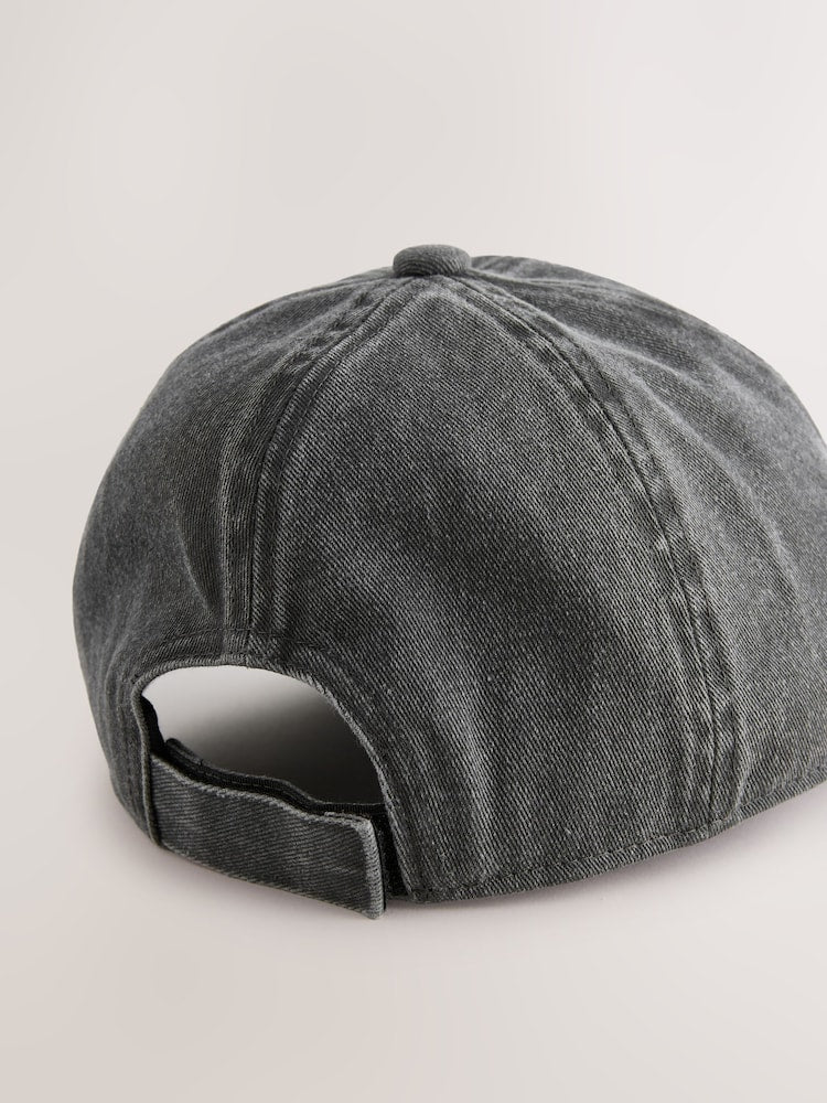 Washed Black Cotton Baseball Cap Hat (1-16yrs)