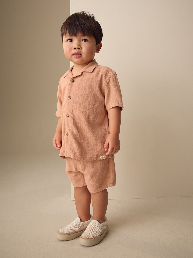 Terracota Short Sleeve Revere Collar Shirt & Shorts Set (3mths-10yrs)