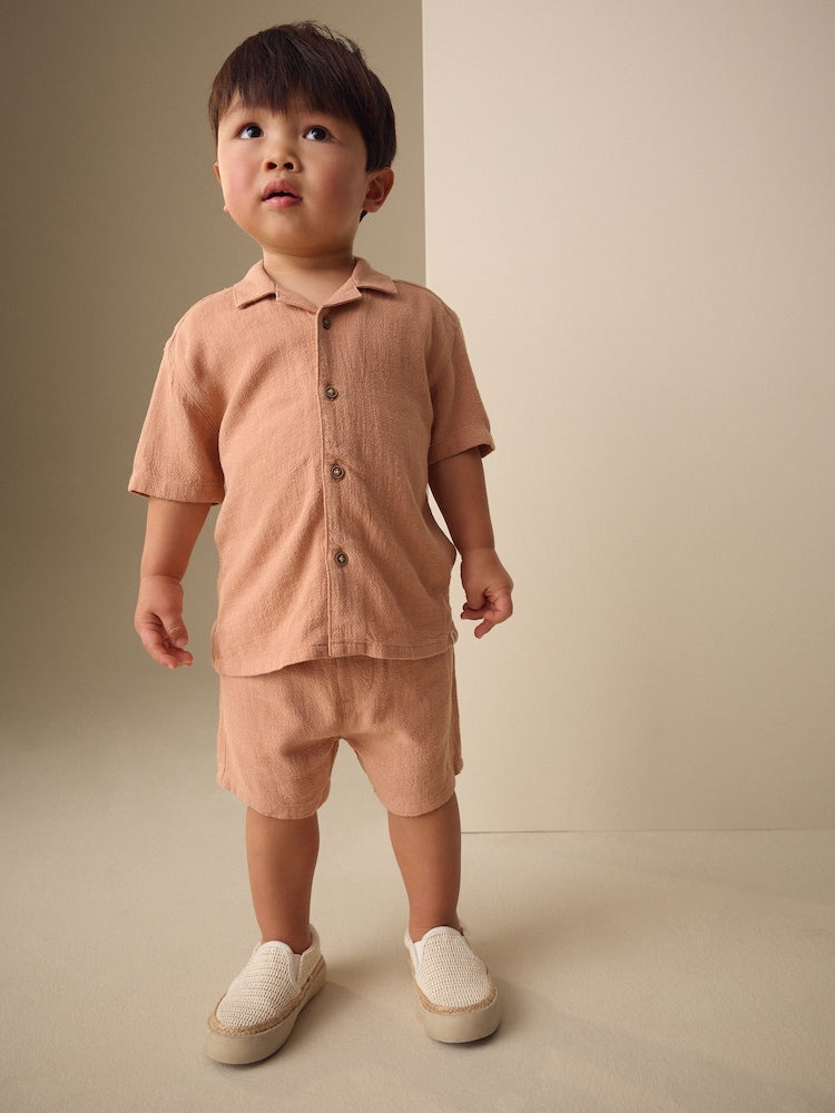 Terracota Short Sleeve Revere Collar Shirt & Shorts Set (3mths-10yrs)