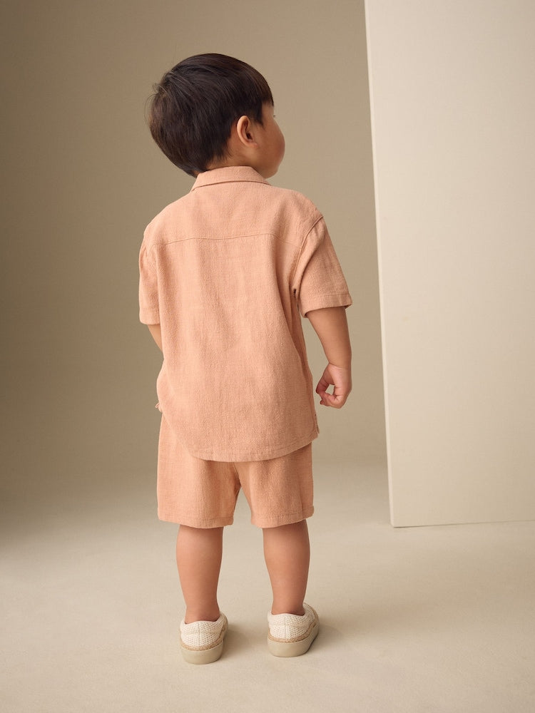 Terracota Short Sleeve Revere Collar Shirt & Shorts Set (3mths-10yrs)