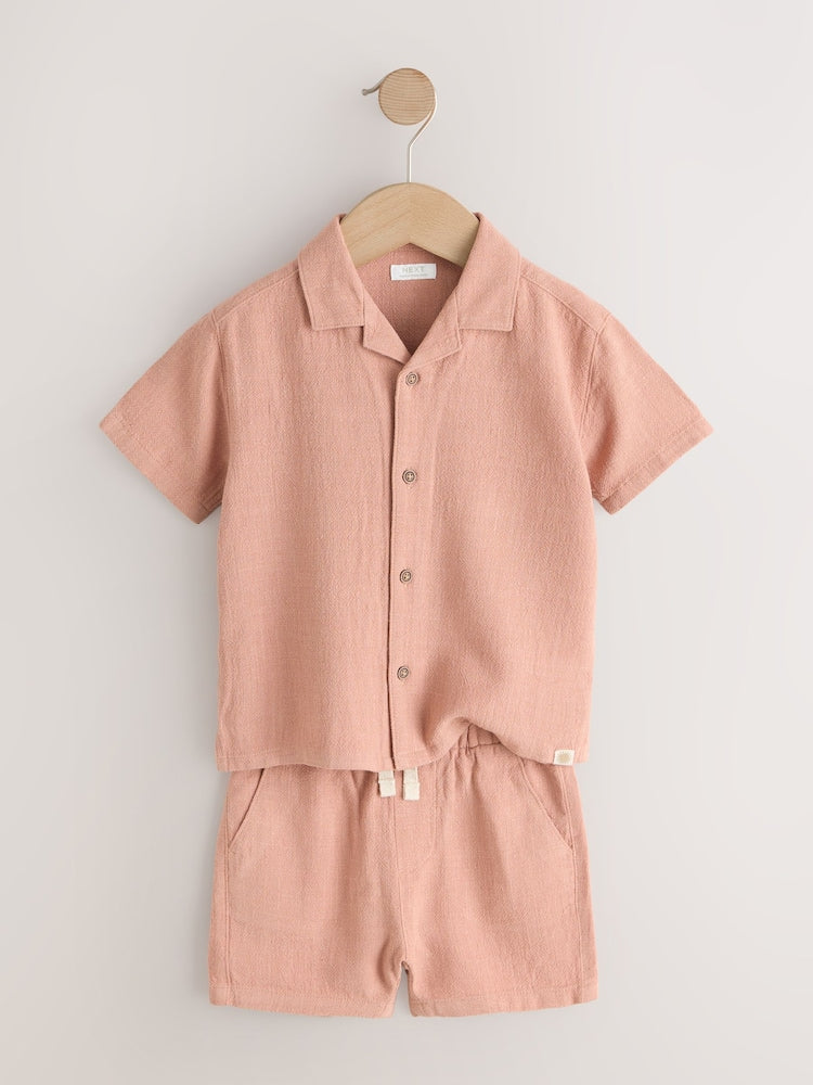 Terracota Short Sleeve Revere Collar Shirt & Shorts Set (3mths-10yrs)