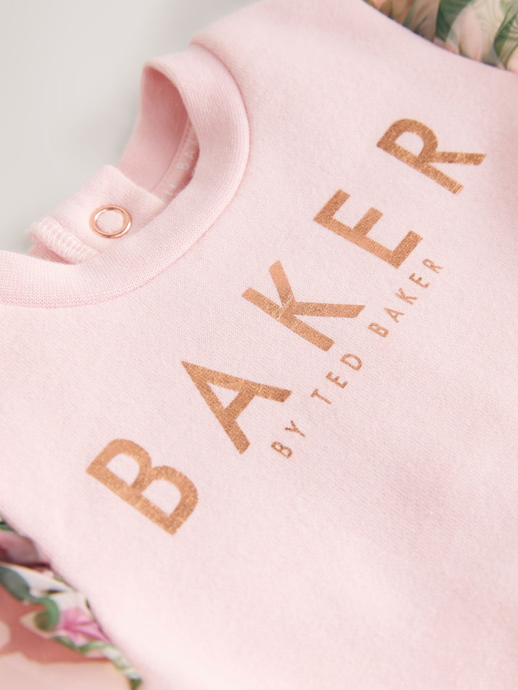 Baker by Ted Baker Pink Organza Floral Sleeve Rompersuit