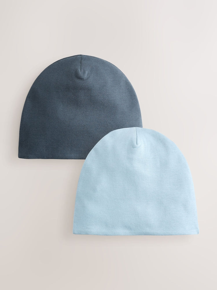 Blue Jersey Beanies 2 Pack (1-16yrs)