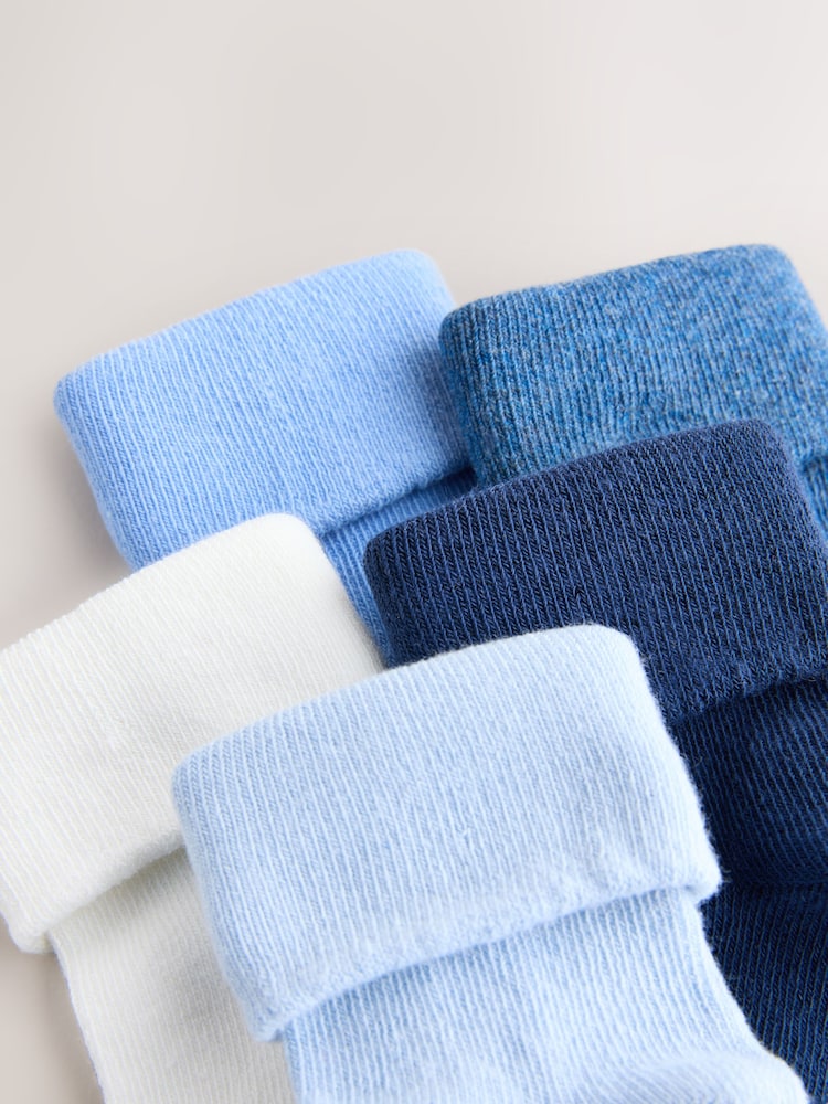 Blue Baby Roll Top Socks 7 Pack (0mths-2yrs) - Size 50cm (First Size)