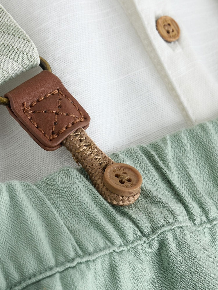Sage Green Shirt Body Shorts and Braces Baby Set 3 Piece (0mths-2yrs)