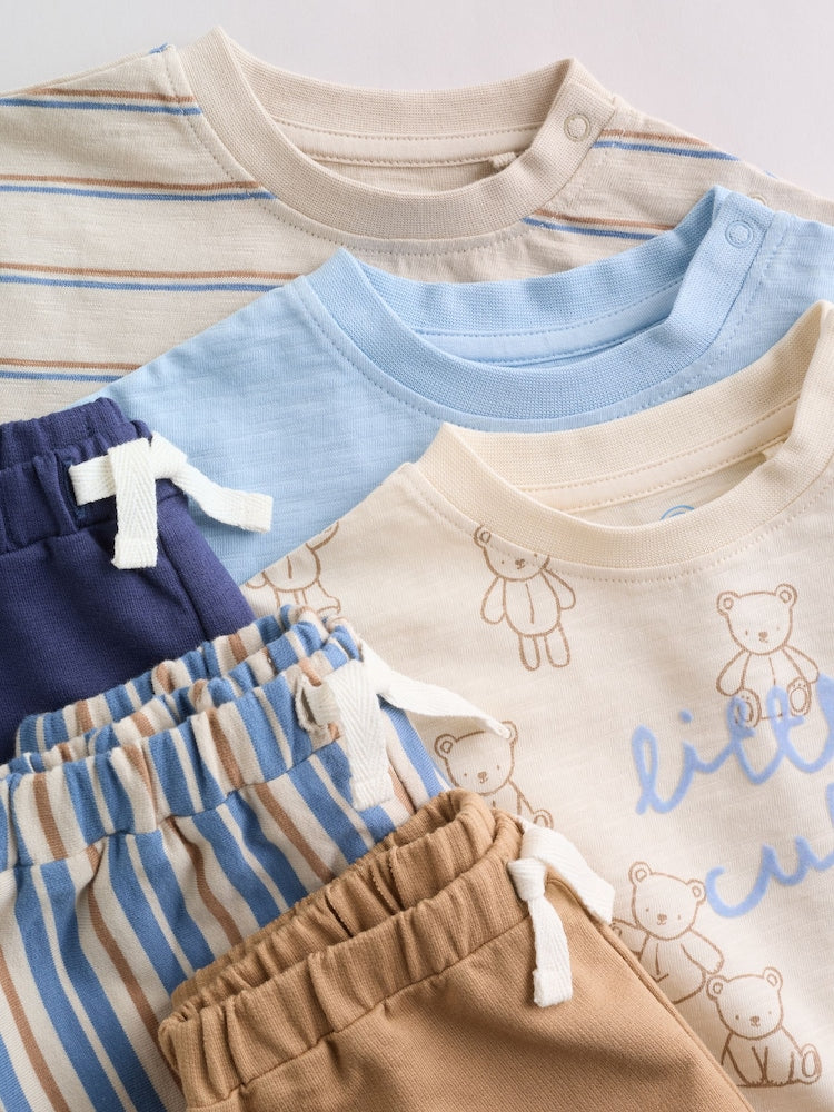 Blue Bears Tops and Shorts Baby Set 6 Piece (0mths-3yrs)