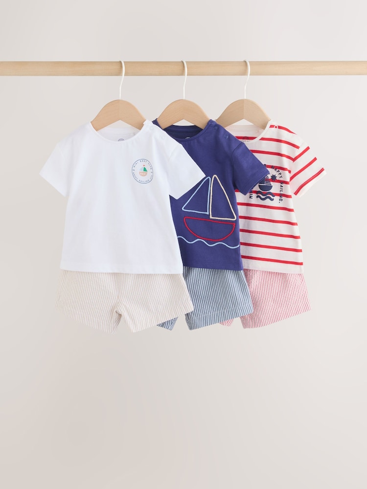 Blue Nautical Tops and Shorts Baby Set 6 Piece (0mths-3yrs)