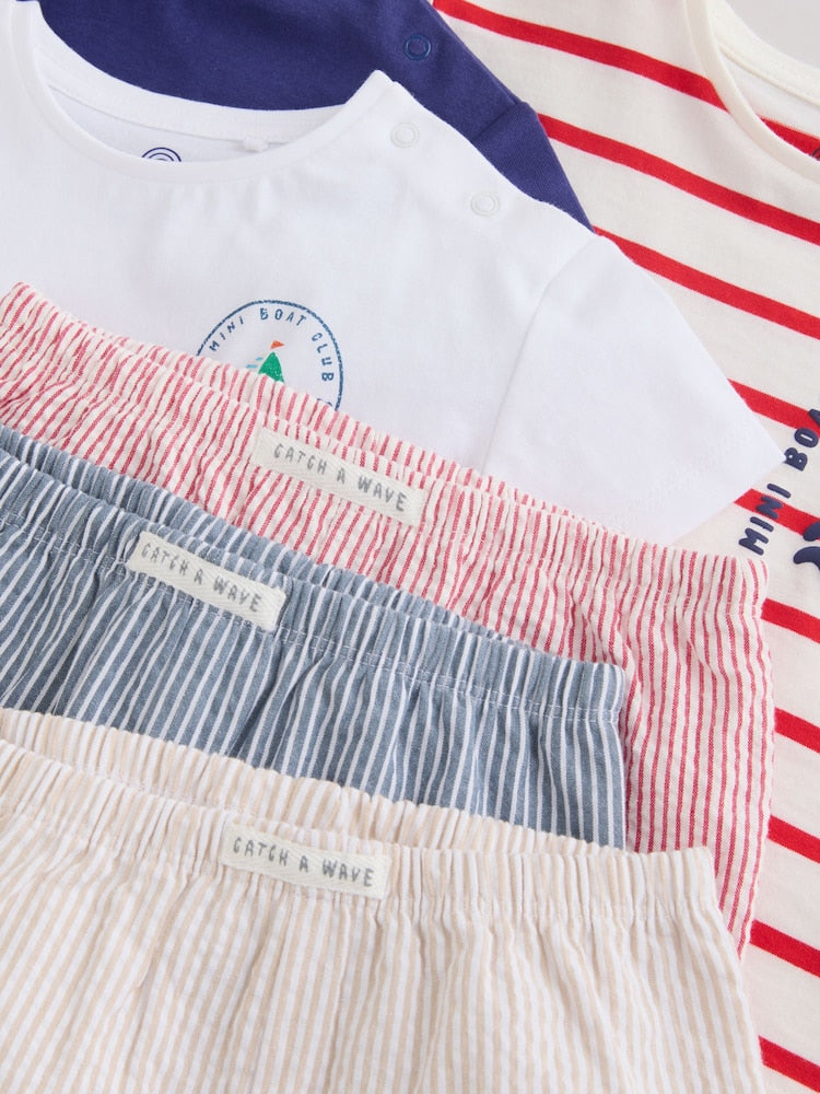 Blue Nautical Tops and Shorts Baby Set 6 Piece (0mths-3yrs)