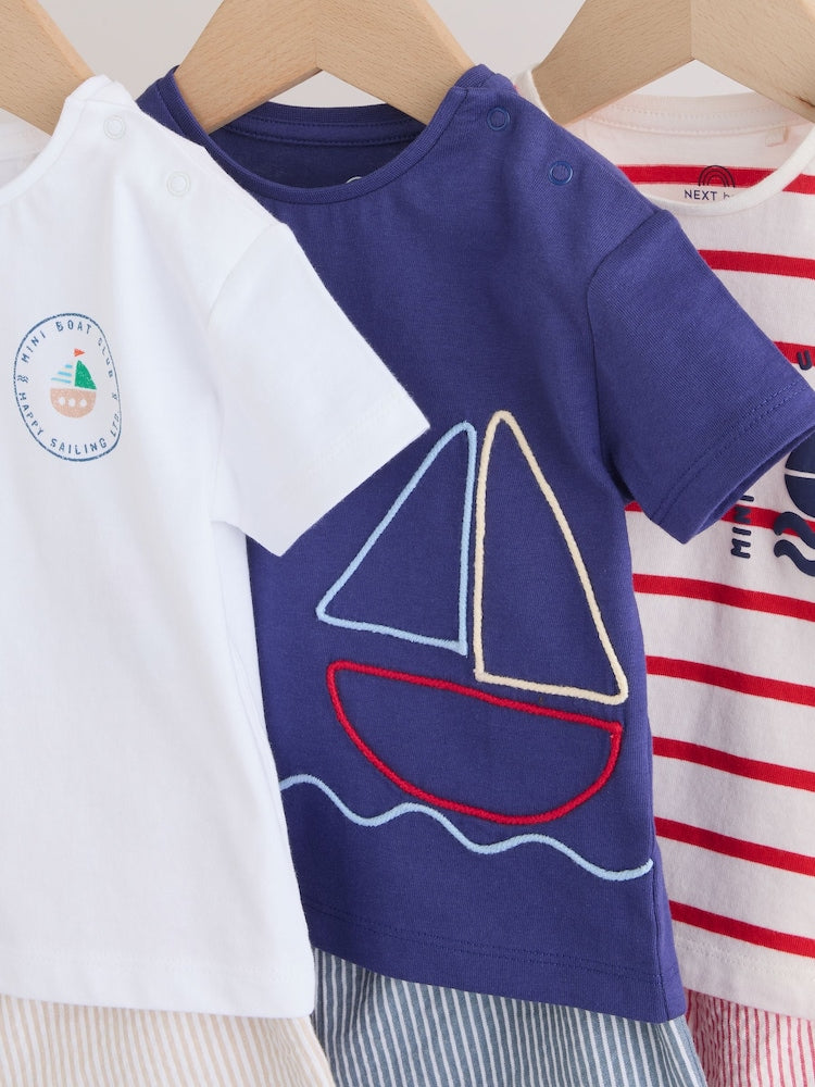 Blue Nautical Tops and Shorts Baby Set 6 Piece (0mths-3yrs)