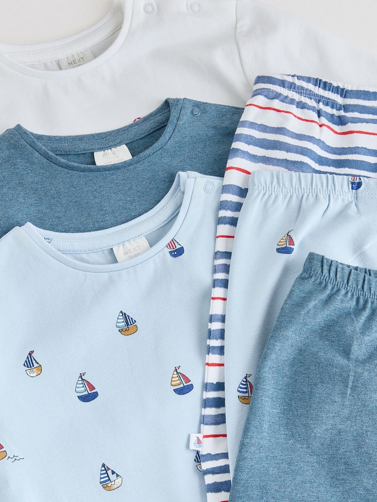 Blue Nautical Baby Top & Leggings 6 Piece Set (0mths-3yrs)