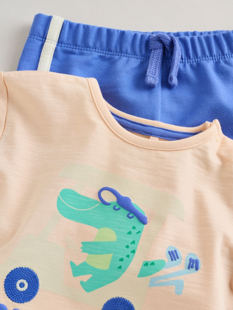 Orange Crocodile Print Top and Shorts Baby Set (0mths-2yrs)