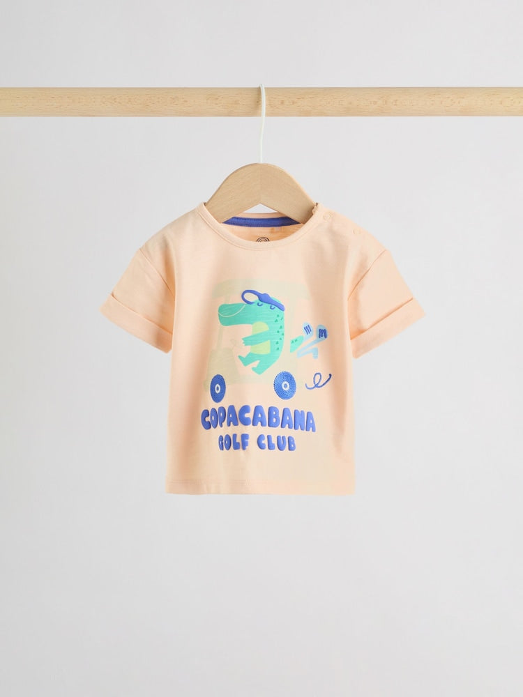 Orange Crocodile Print Top and Shorts Baby Set (0mths-2yrs)