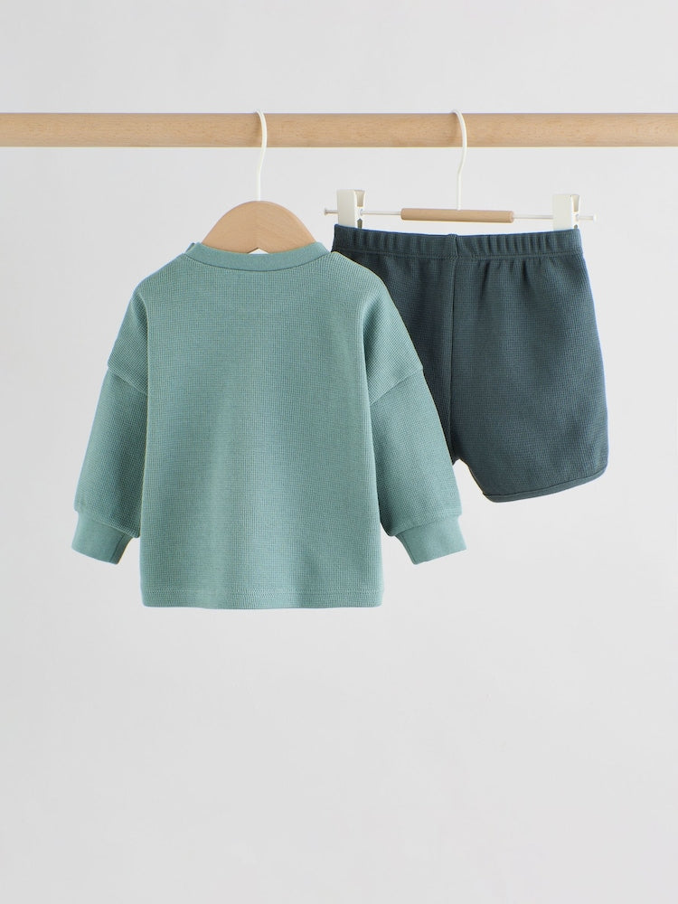Green Long Sleeve Top and Shorts Baby Set (0mths-2yrs)