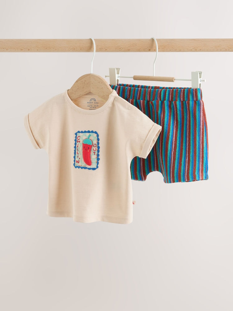Neutral Chilli Print Top and Shorts Baby Set (0mths-2yrs)